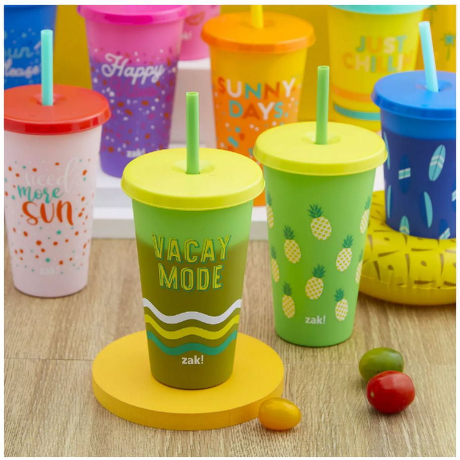 Sunny days 12 cup with lids& 12 straws