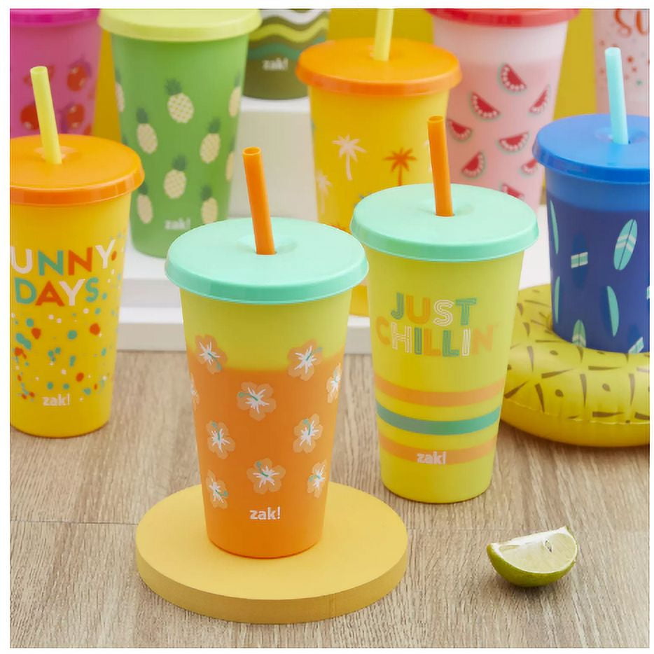 Sunny days 12 cup with lids& 12 straws