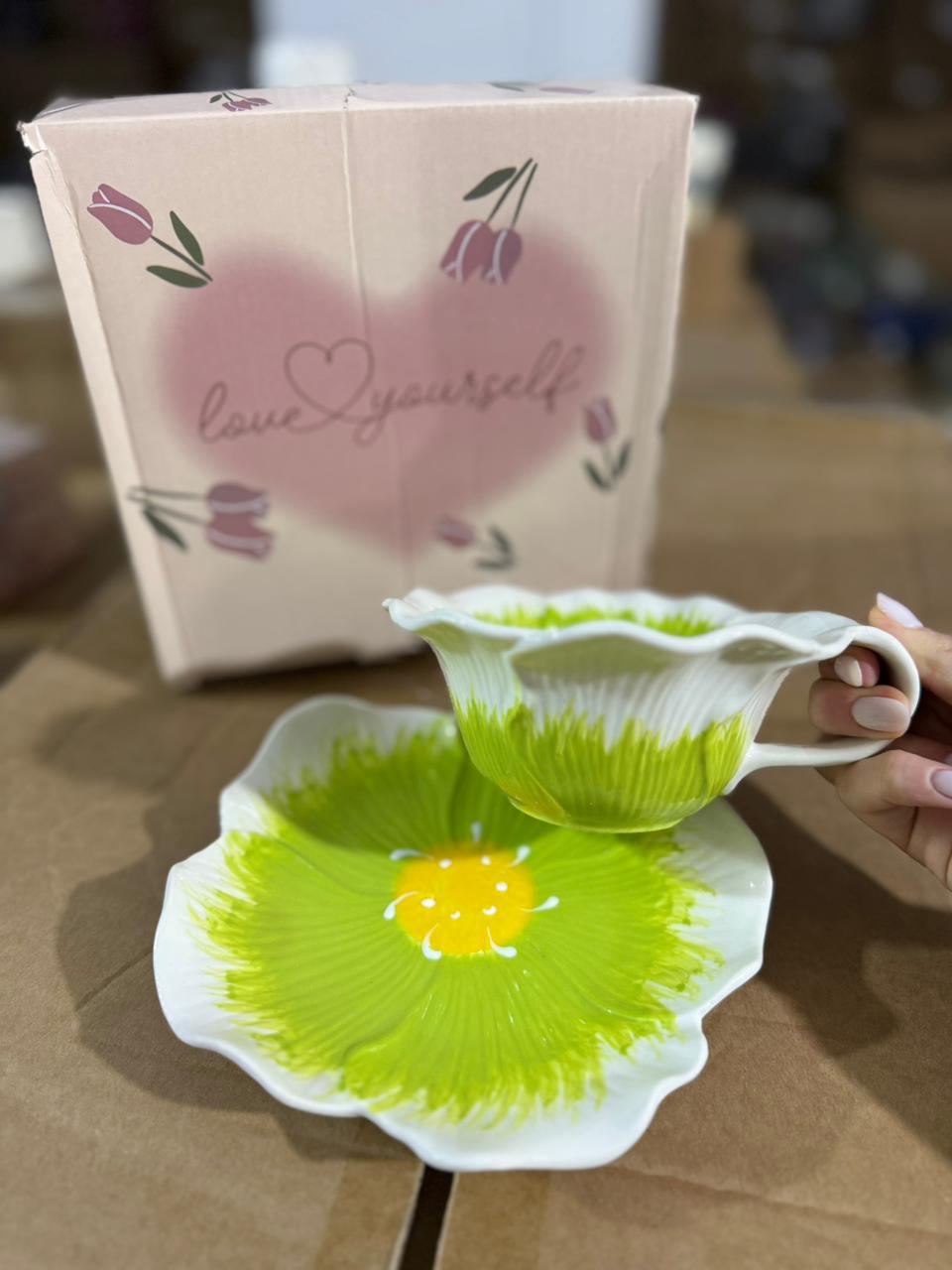 Green Flower Mug