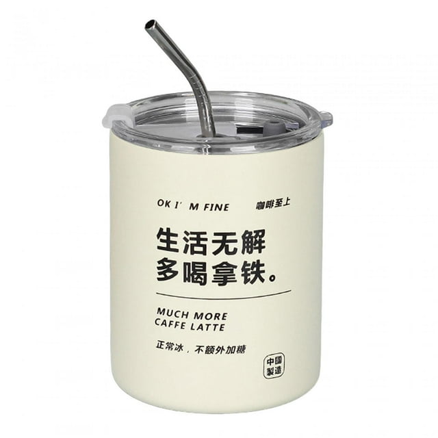 Thermal Coffee Mugs with Lid Straw Travel Tumbler Teacup
