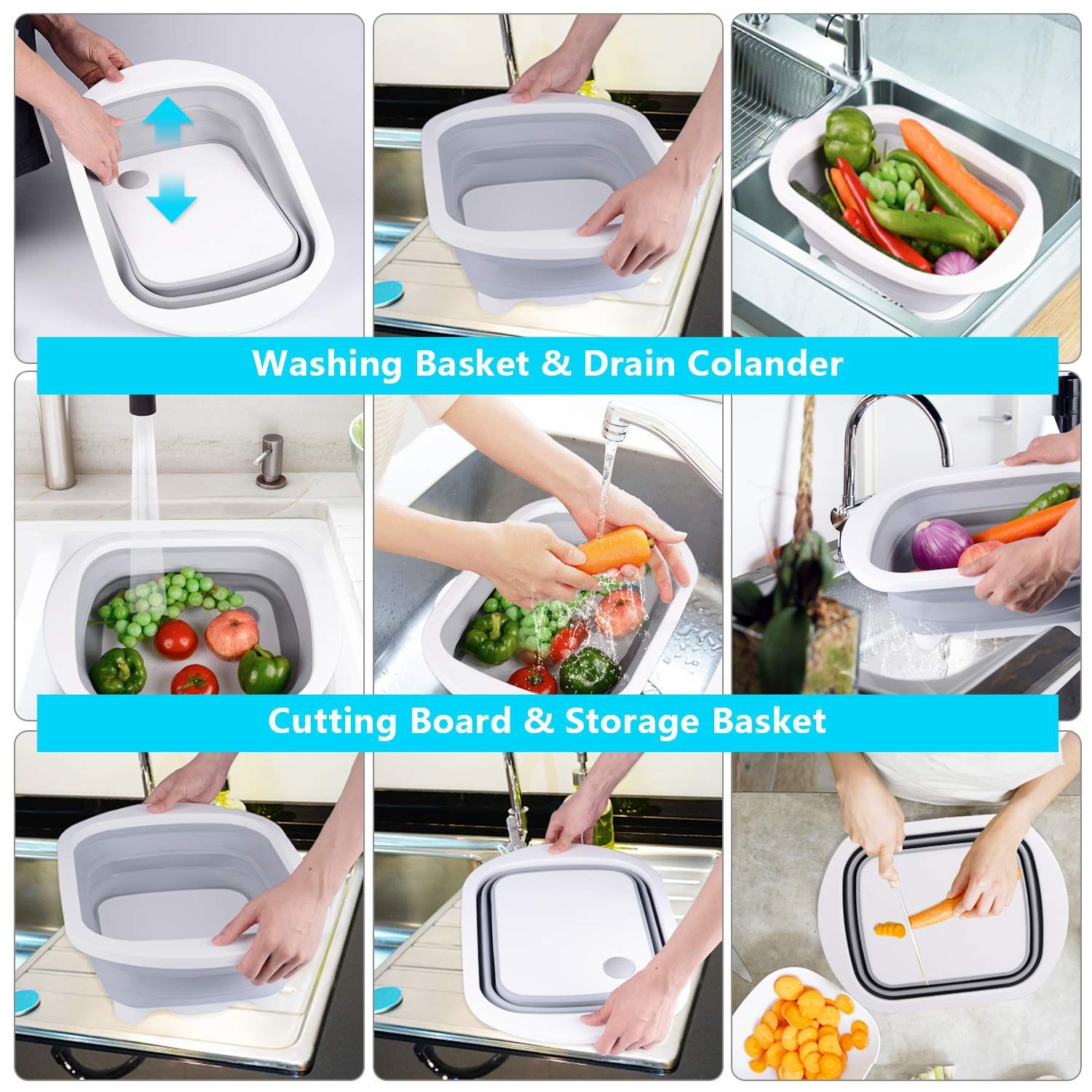 Kitchen Multifunctional Plastic Folding Chopping Board