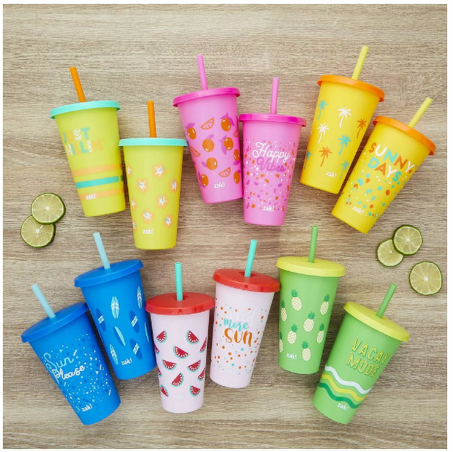 Sunny days 12 cup with lids& 12 straws