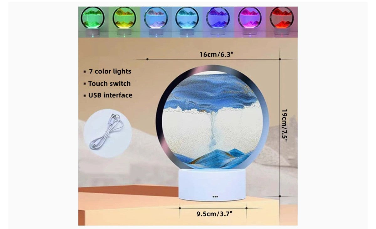 3D moving sand art table lamp