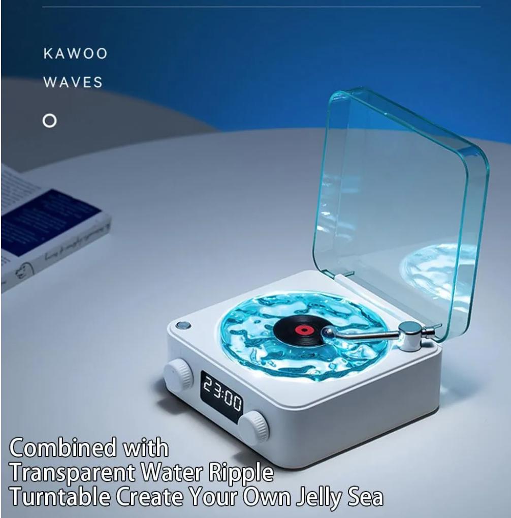The Waves Portable Player with Adjustable Lighting & Clock for Bedroom, Party, and Home