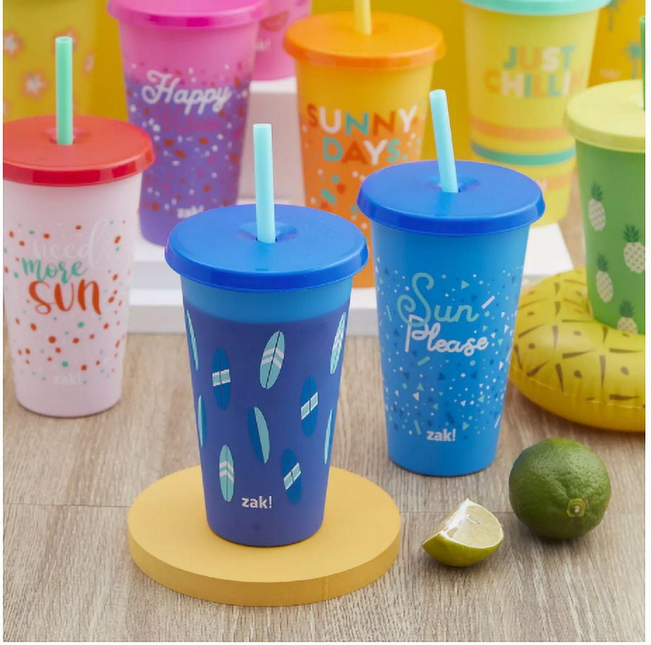 Sunny days 12 cup with lids& 12 straws