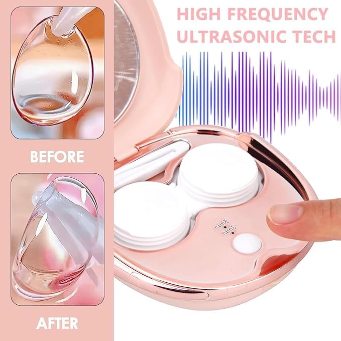 Portable Contact Lens Ultrasonic Cleaner with Mirror