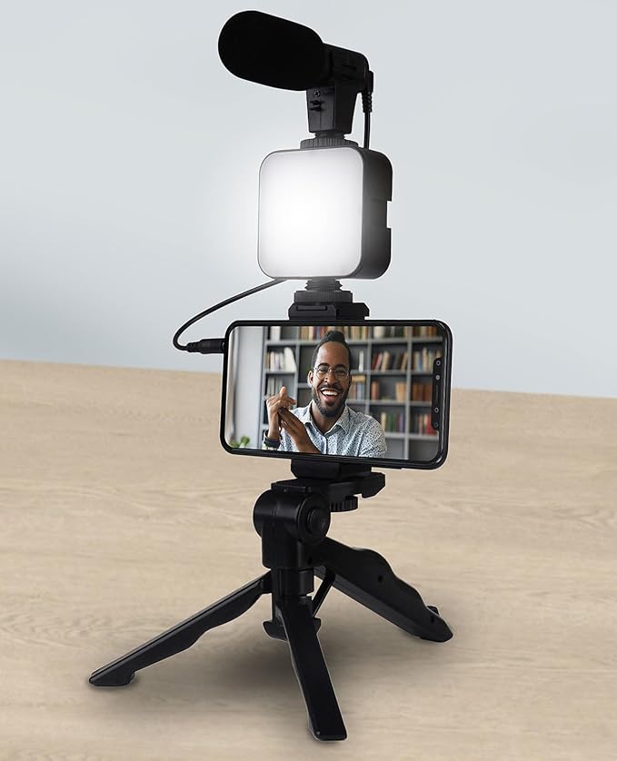Mini Tripod Stand, LED Light &amp; Phone Holder