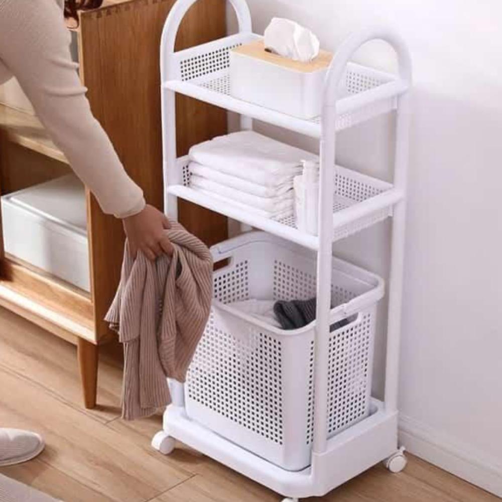 Shelf Plastic Hamper Organizer With Wheels