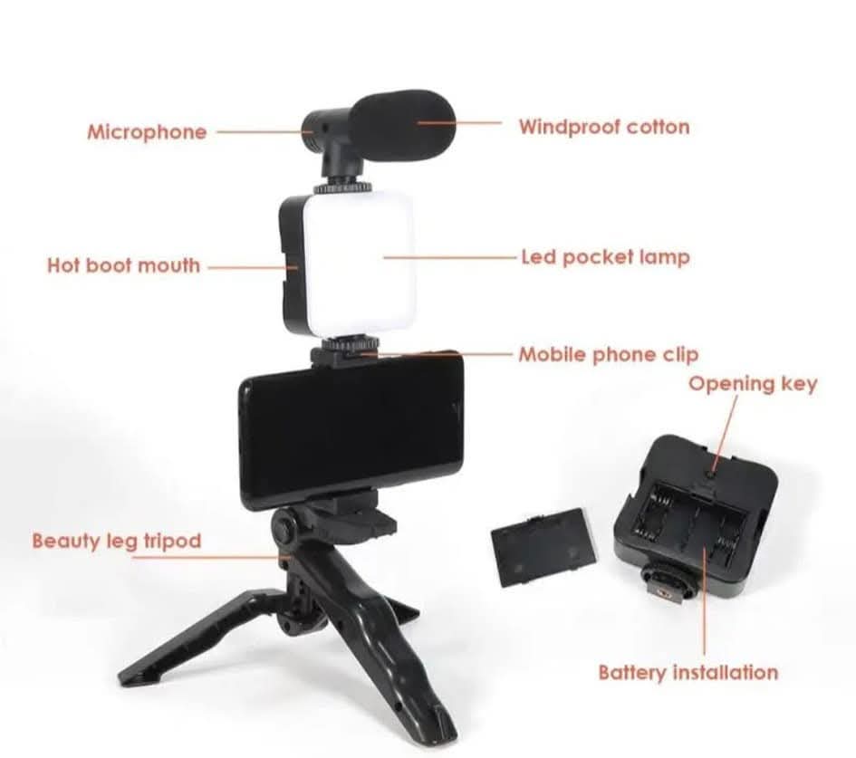 Mini Tripod Stand, LED Light &amp; Phone Holder