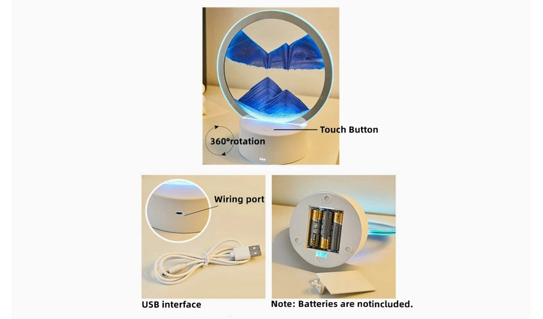3D moving sand art table lamp