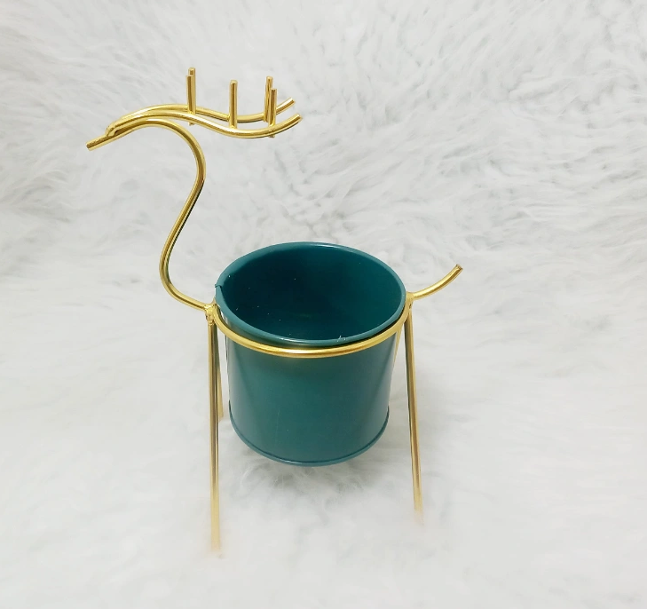 Flower Pot with Gold Metal Stand