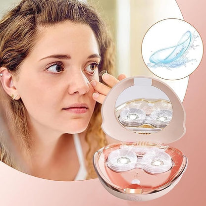 Portable Contact Lens Ultrasonic Cleaner with Mirror