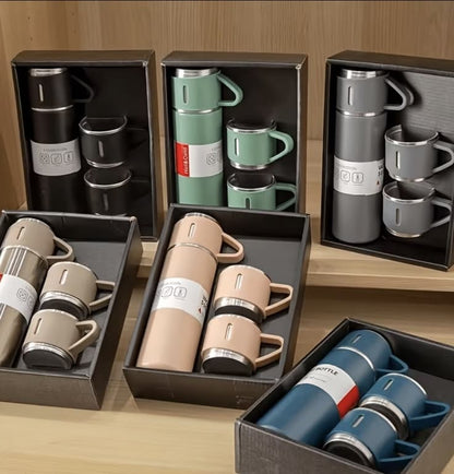Stainless Steel Thermo Vaccume Insulated Flask Hot and Cold with 2 Mugs