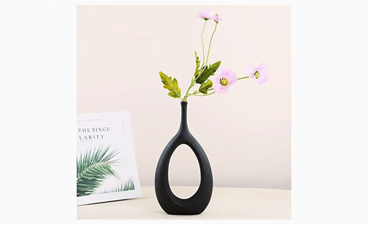 Set of 2 Simple Modern Black Ceramic