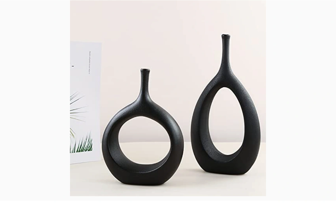 Set of 2 Simple Modern Black Ceramic