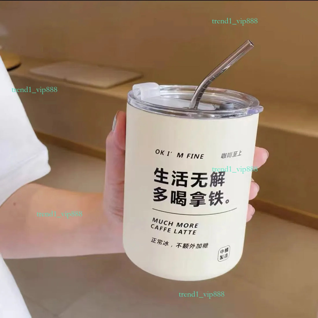 Thermal Coffee Mugs with Lid Straw Travel Tumbler Teacup