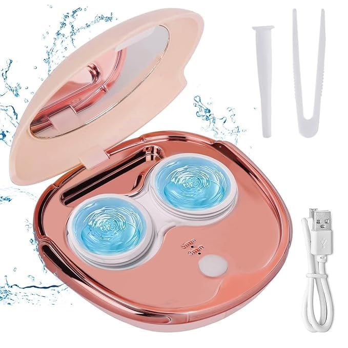Portable Contact Lens Ultrasonic Cleaner with Mirror