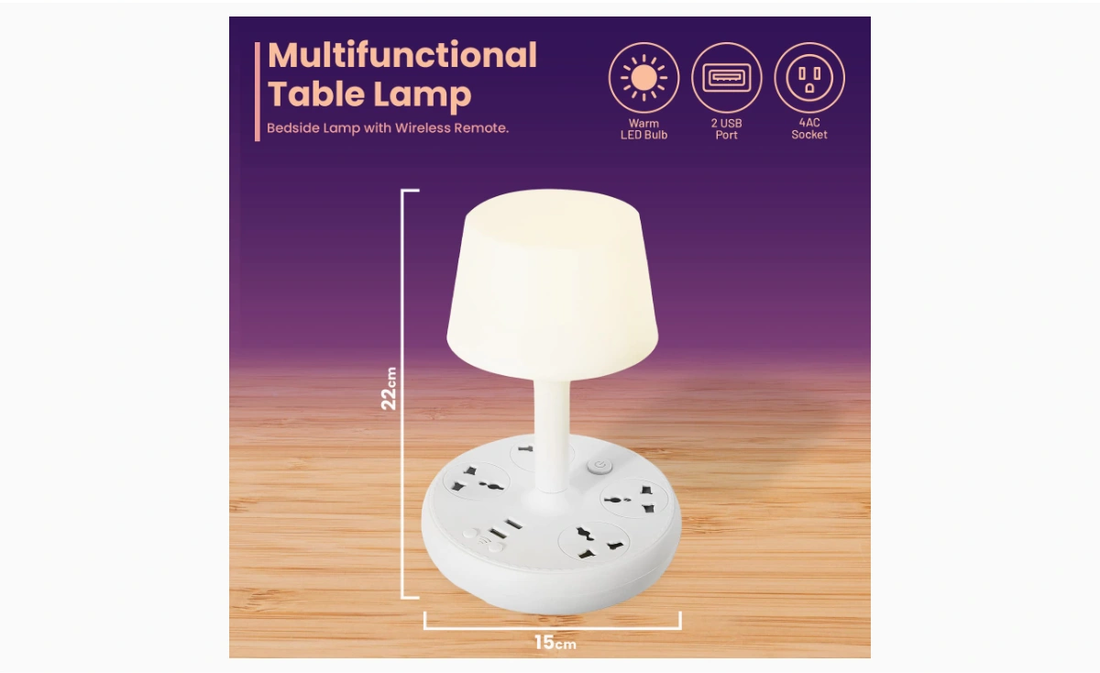 Multifunctional Table Lamp with 2 USB Charging Ports