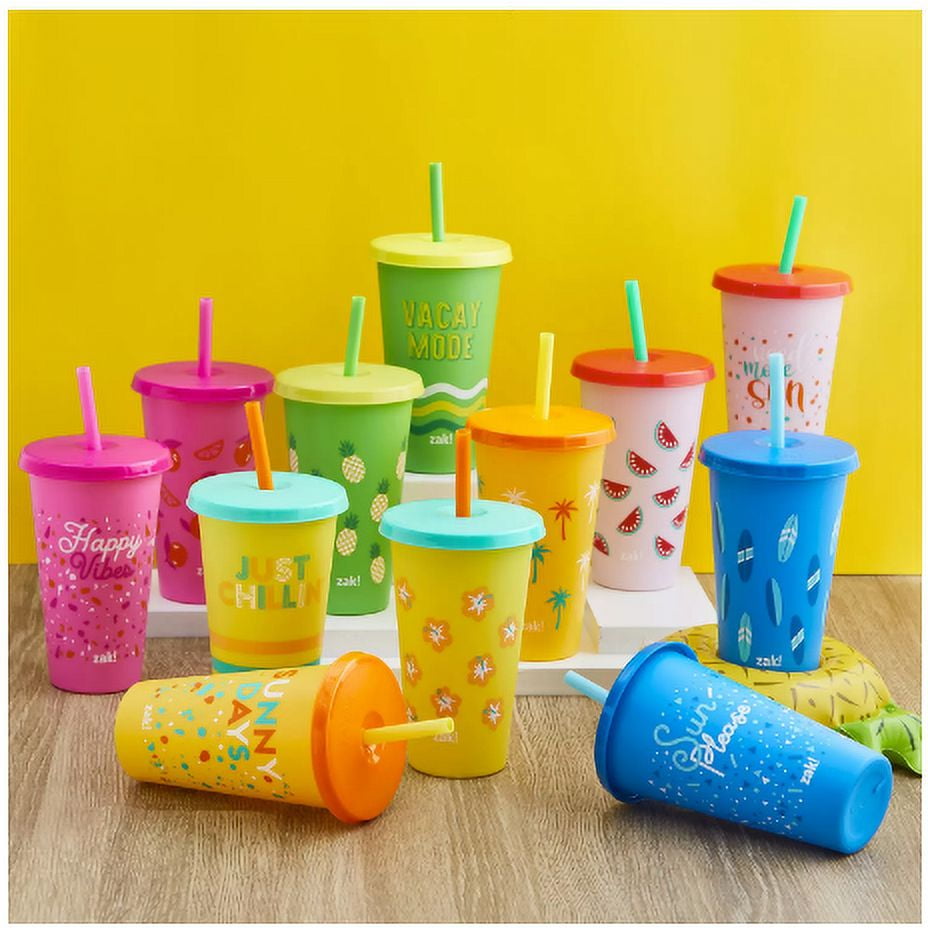 Sunny days 12 cup with lids&amp; 12 straws