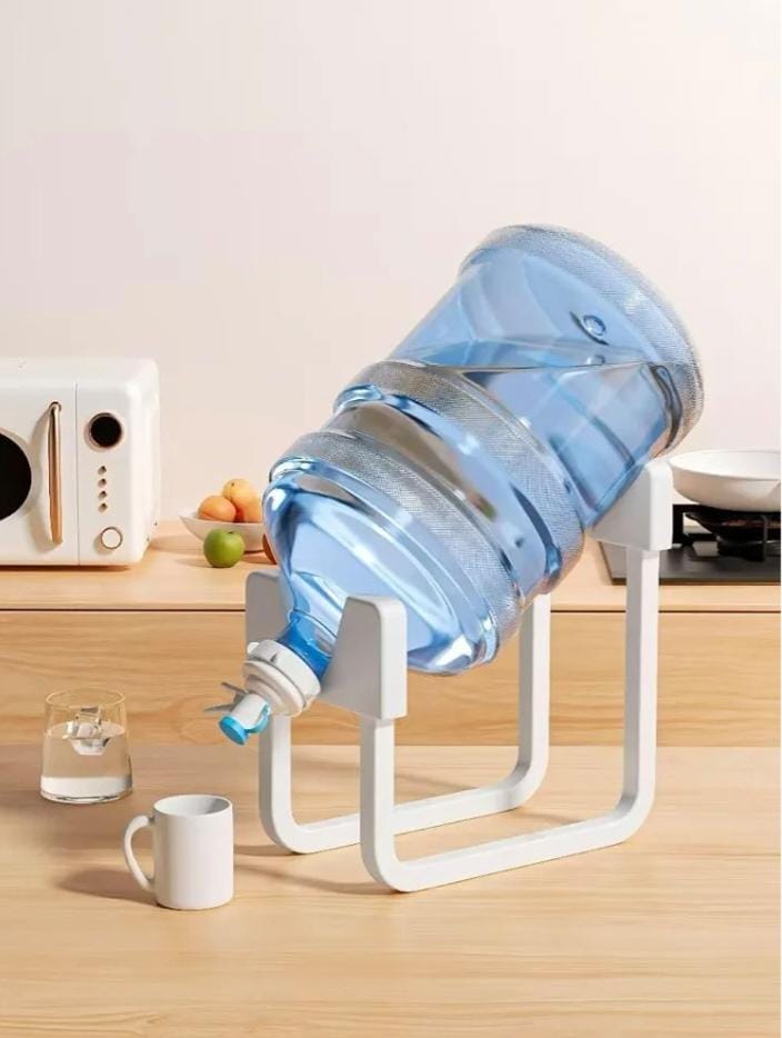 white metal water jug stand