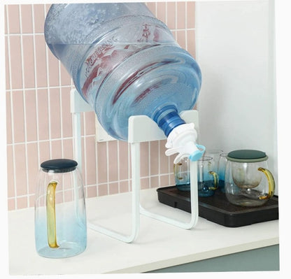 white metal water jug stand