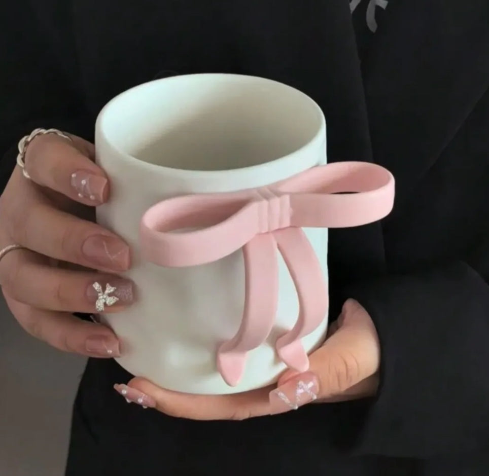 1pc Bow ceramic coffee mug
