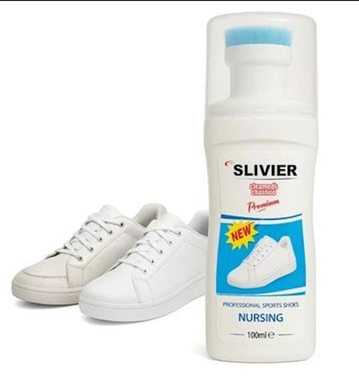 travel shoe cleaner bottle with a foam applicator